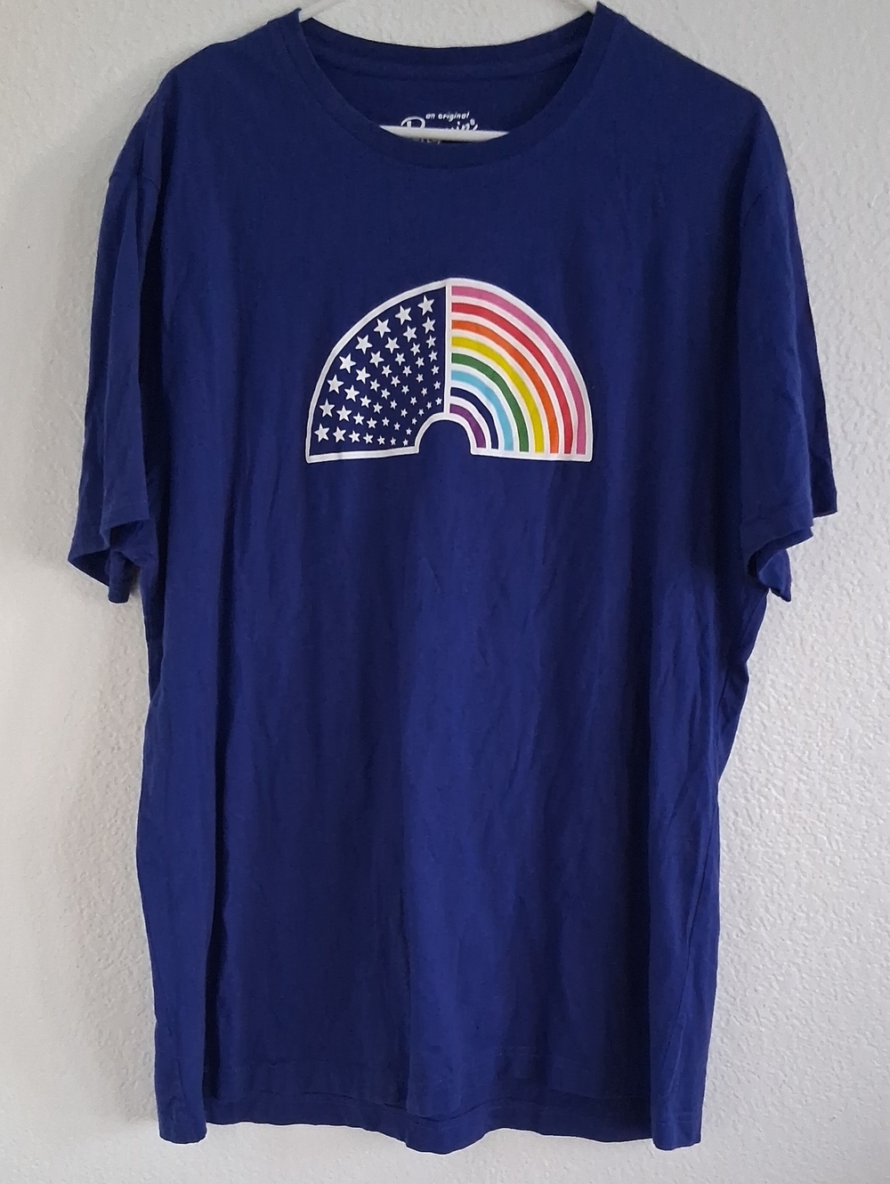 Original Penguin Navy Blue Tee with Rainbow & Stars Graphic